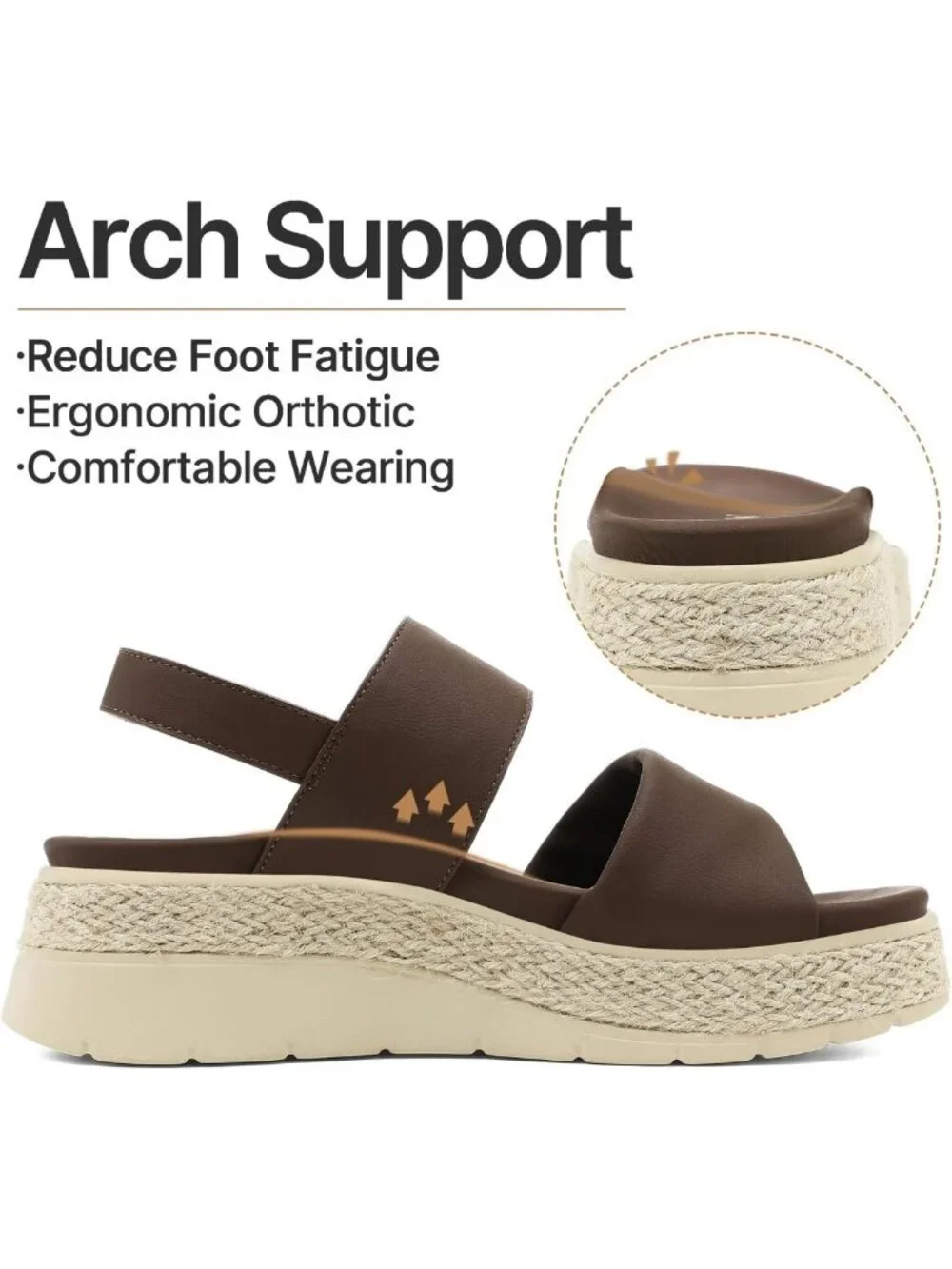Comfortable Low Wedge Platform Sandals | Espadrille Style with Arch Support